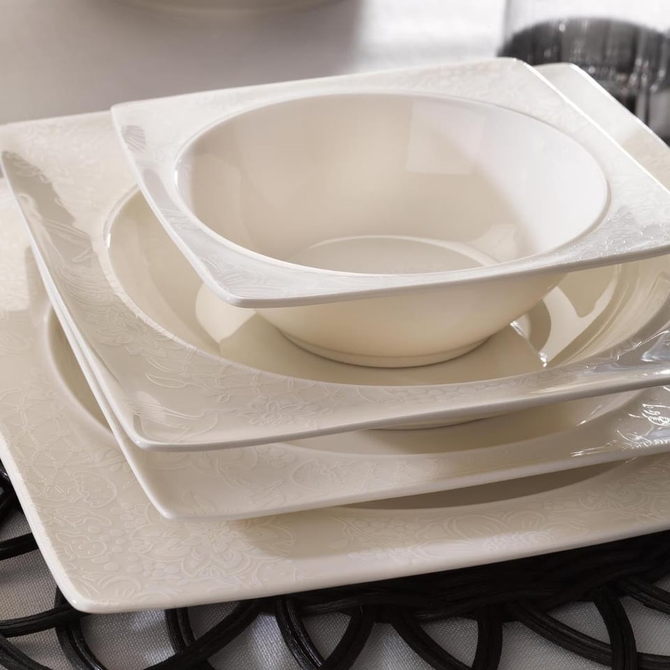 Yemek Takımları Schafer züccaciye Schafer 1S2407-01001-BYZ04 Glamor Sense Yemek Takım-60 Parça-Beyaz