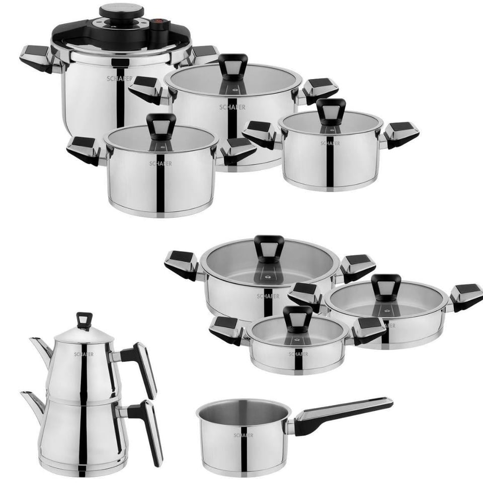 Çeyiz Setleri Schafer züccaciye Schafer 1S5712-29001-INX01 Premium Çelik Çeyiz Seti 18 Parça-Inox