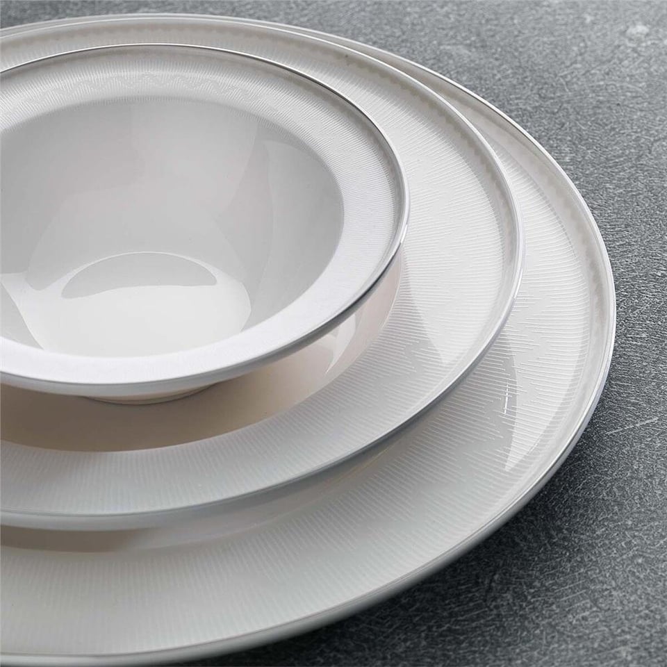 Schafer 1S5901-01001-GUM01 Queen Liny Bone Yemek Takımı-60 Parça-Gümüş