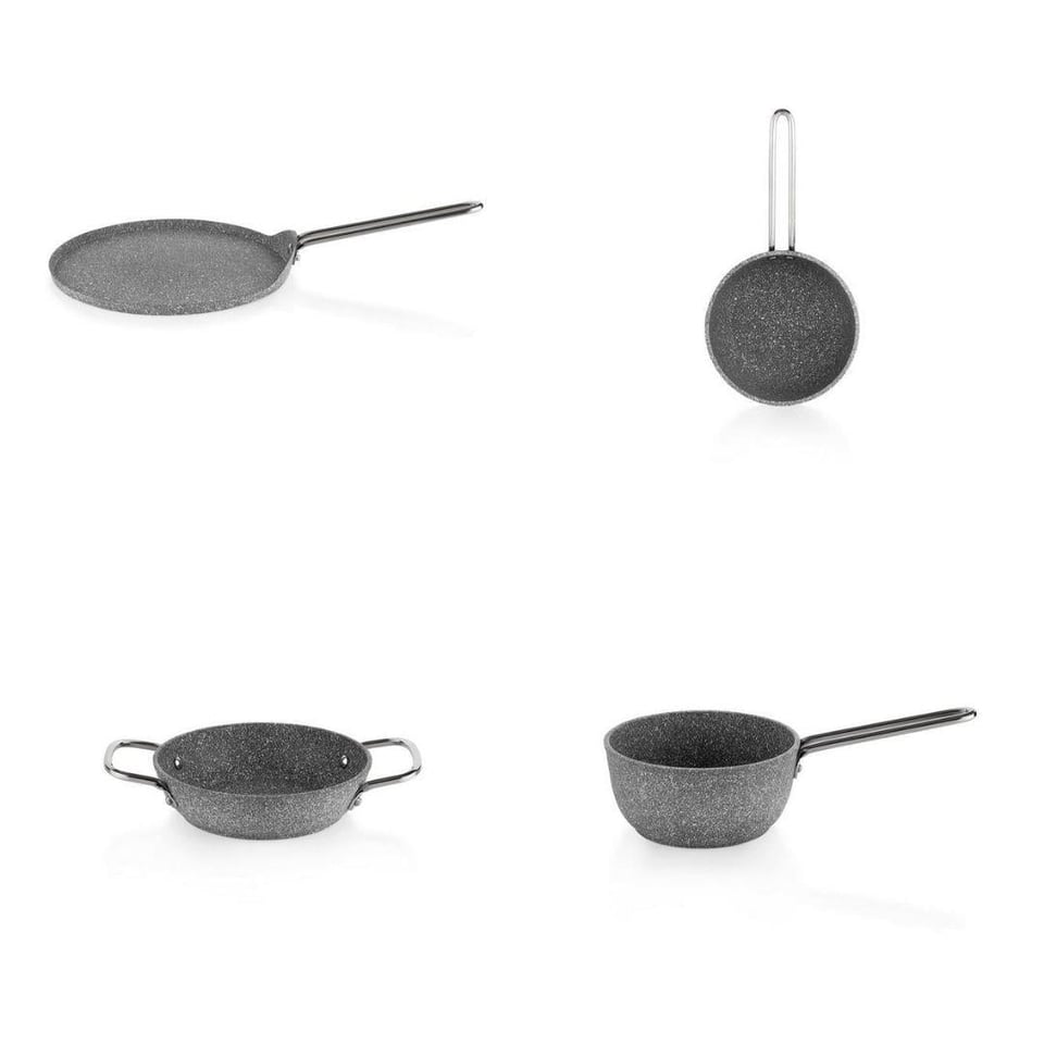 Tavalar Schafer züccaciye Schafer Breakfast 7 Parça Granit Kahvaltı Pişirme Seti Gri