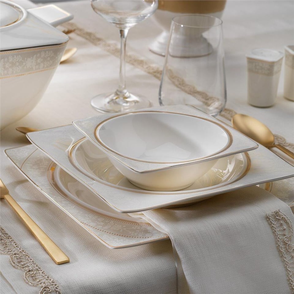 Schafer Glamor Elegant Yemek Takımı-60 Parça-Beyaz