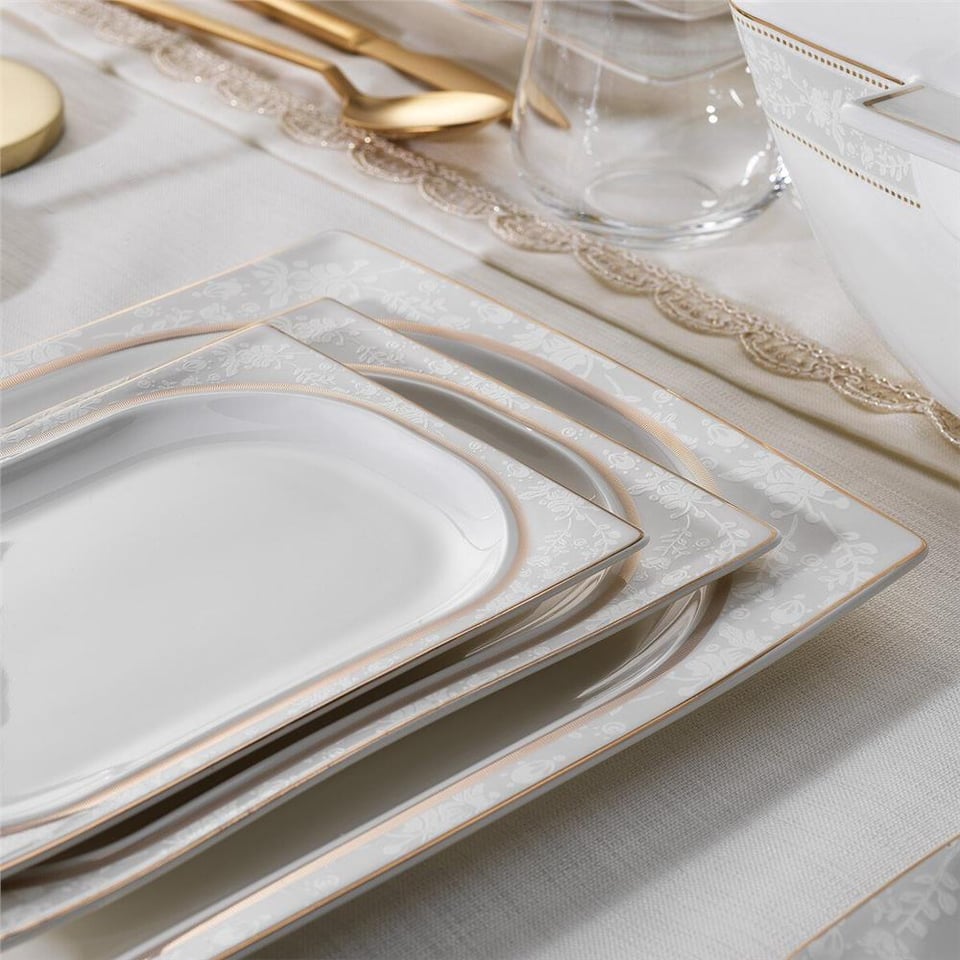 Schafer Glamor Elegant Yemek Takımı-60 Parça-Beyaz