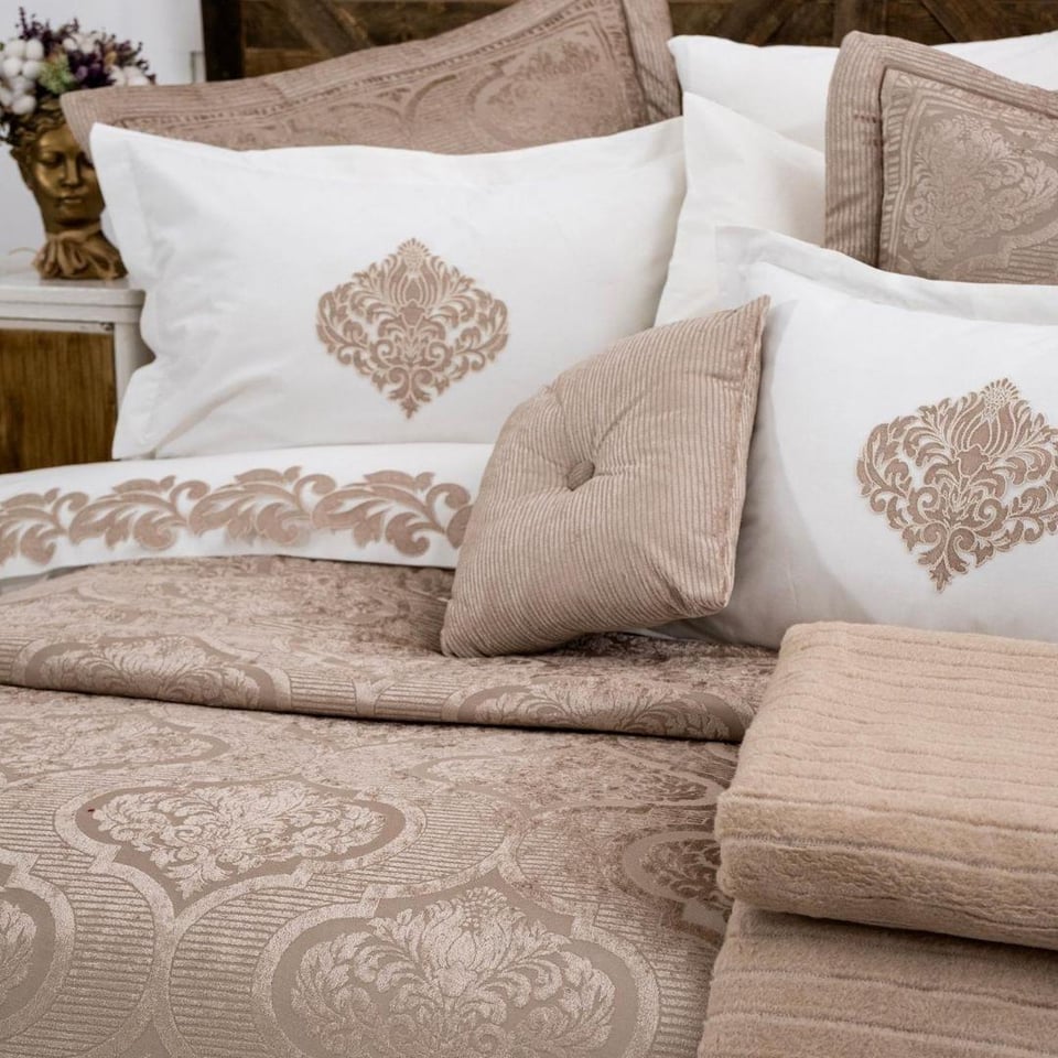 Evlilik Seti Schafer Tekstil Schafer Home Anna 11 Parça Çeyiz Seti Cappuccino Çift Kişilik