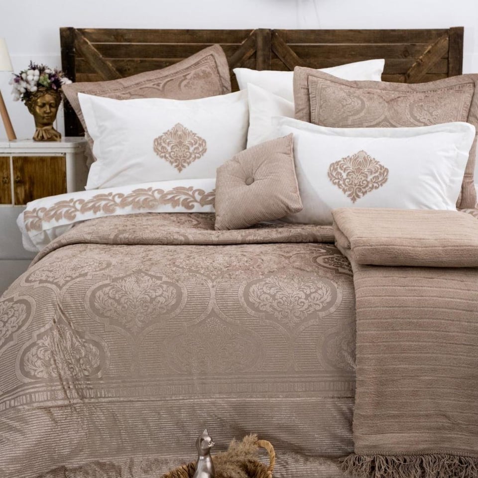 Evlilik Seti Schafer Tekstil Schafer Home Anna 11 Parça Çeyiz Seti Cappuccino Çift Kişilik