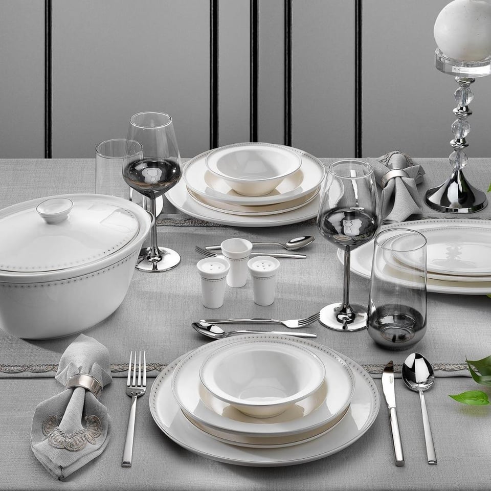 Yemek Takımları Schafer züccaciye Schafer Queen Classy Bone Yemek Takımı-60 Prç.-Gum