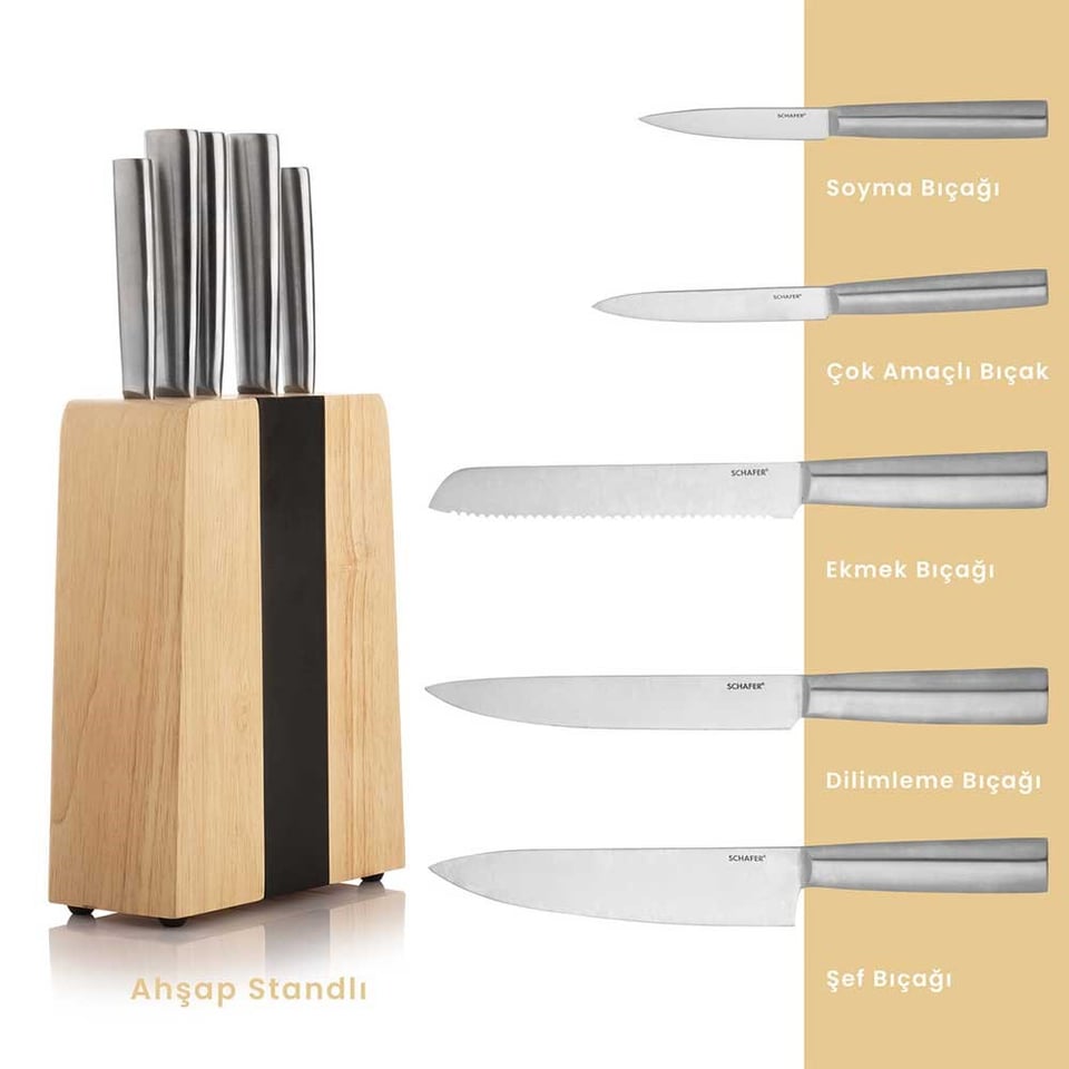 Schafer  Solıde Bıçak Seti-6 Parça.-Inox-09
