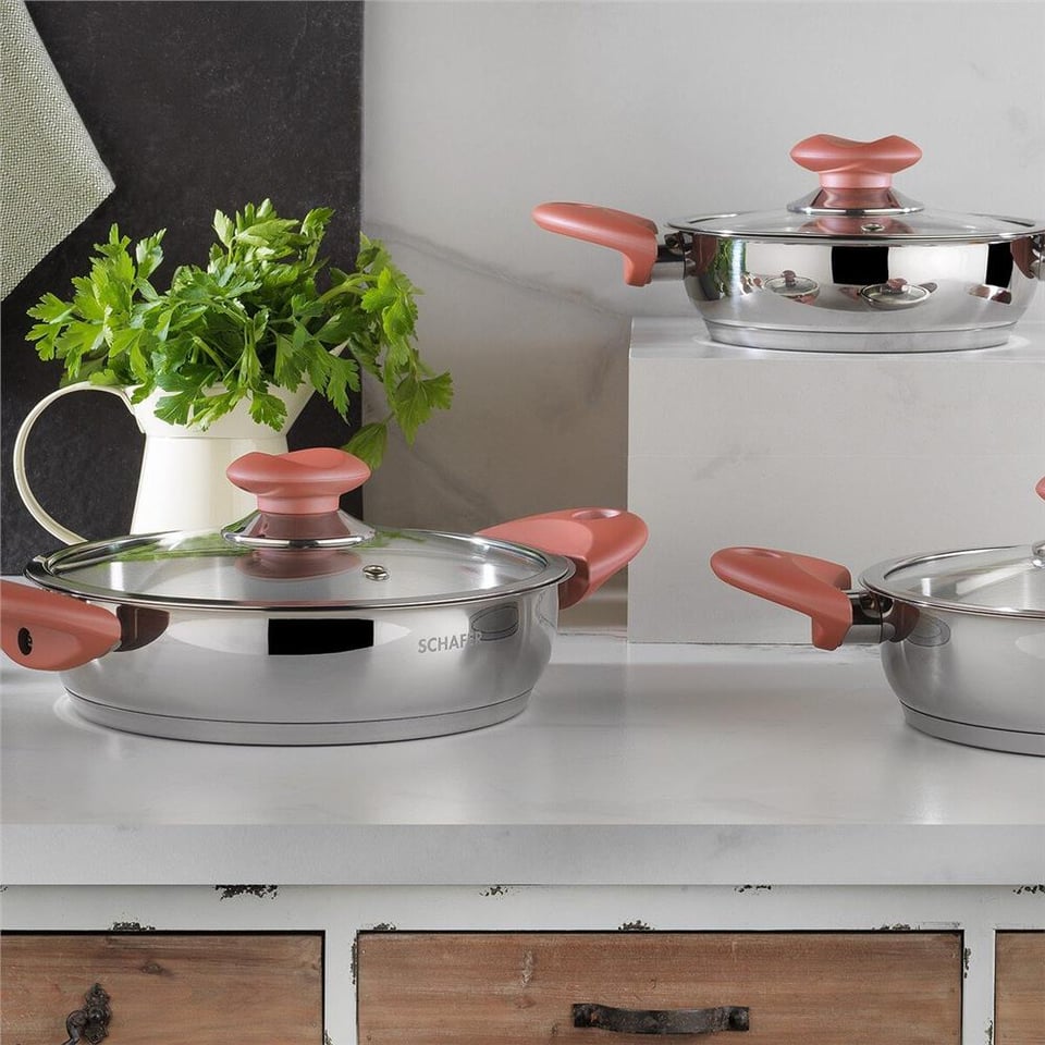 Schafer Testa Çelik Sahan Seti-6 Parça-Gül Kurusu