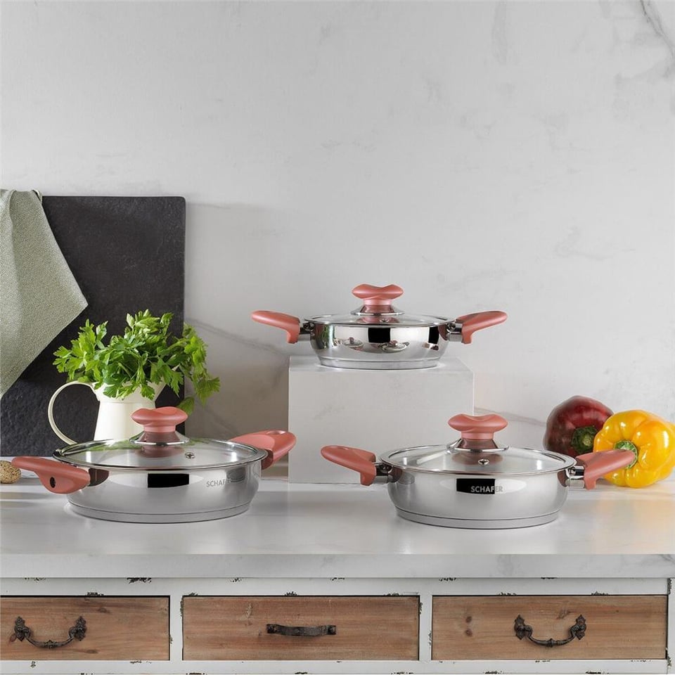 Schafer Testa Çelik Sahan Seti-6 Parça-Gül Kurusu