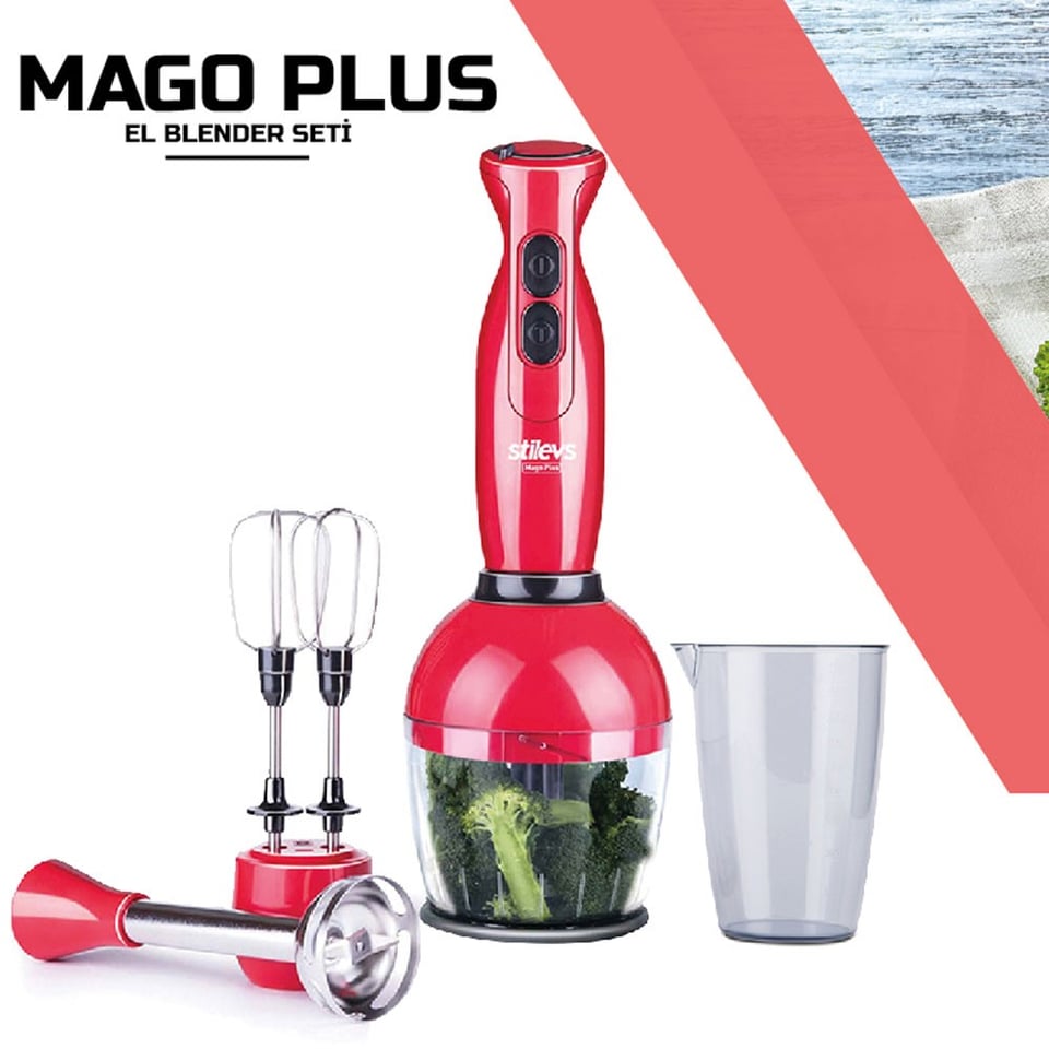 Stilevs SGH22011 Mago Plus El Blender Seti - Kırmızı&Siyah