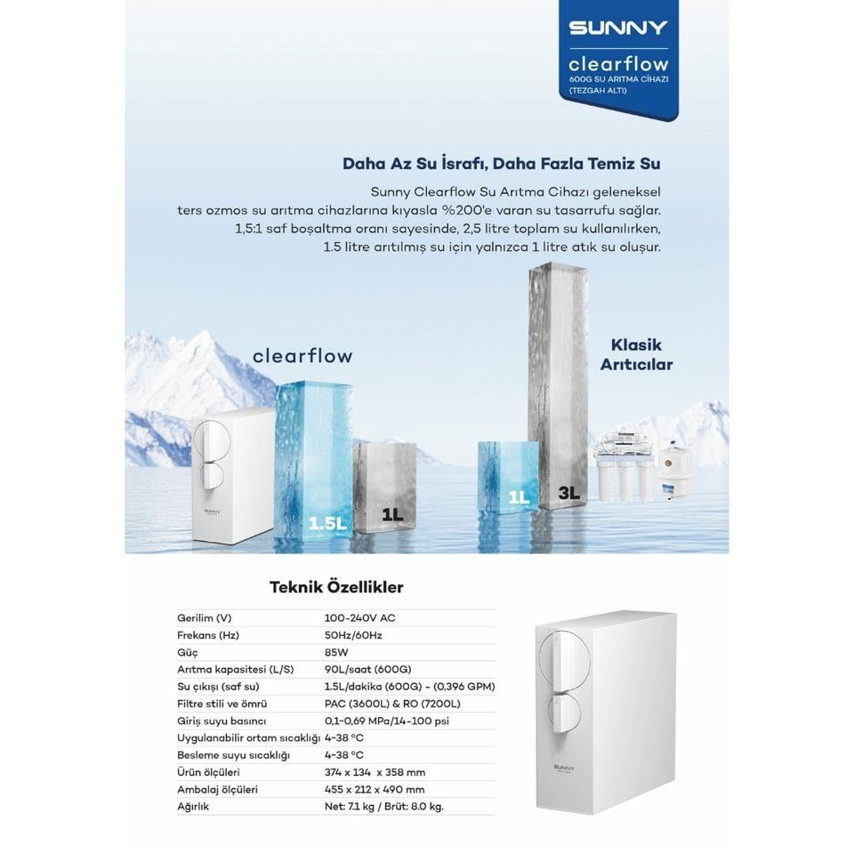 Bekleyen Urun Katalogu Sunny Sunny SN9ART004 Clearflow Su Arıtma Cihazı