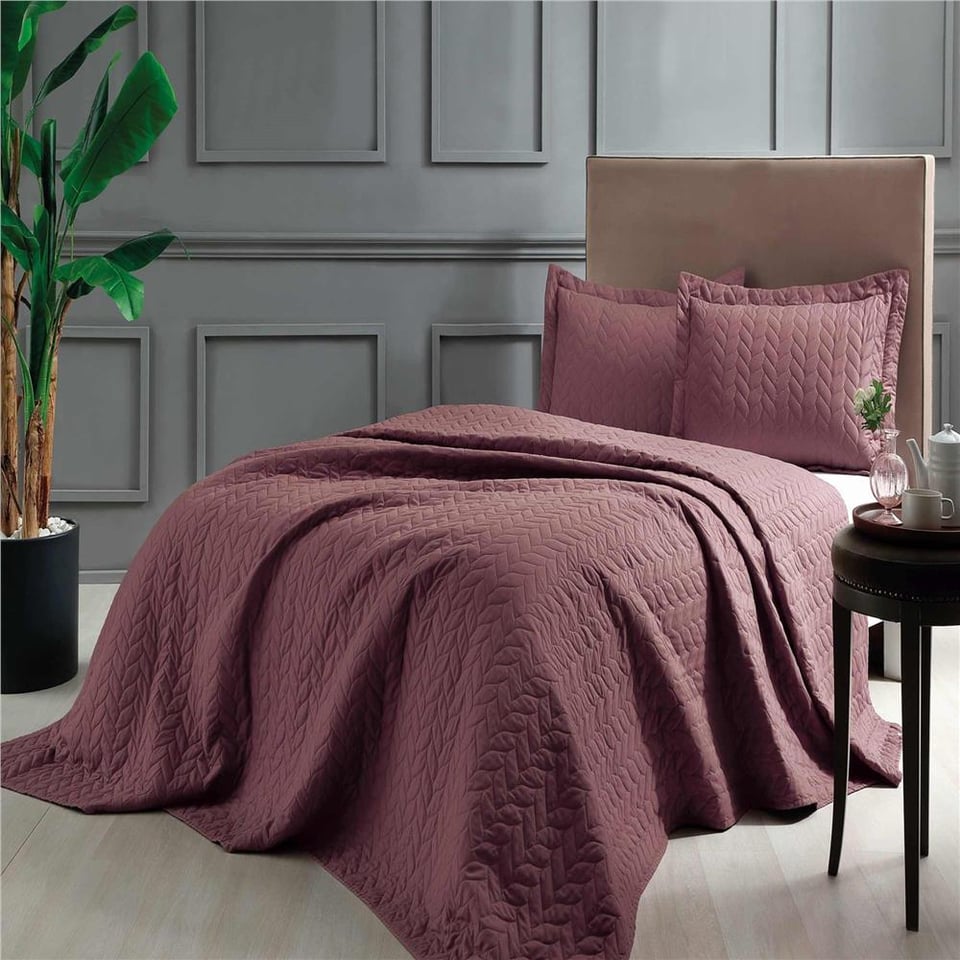 Taç Glory Çift Kişilik Yatak Örtüsü Bordo