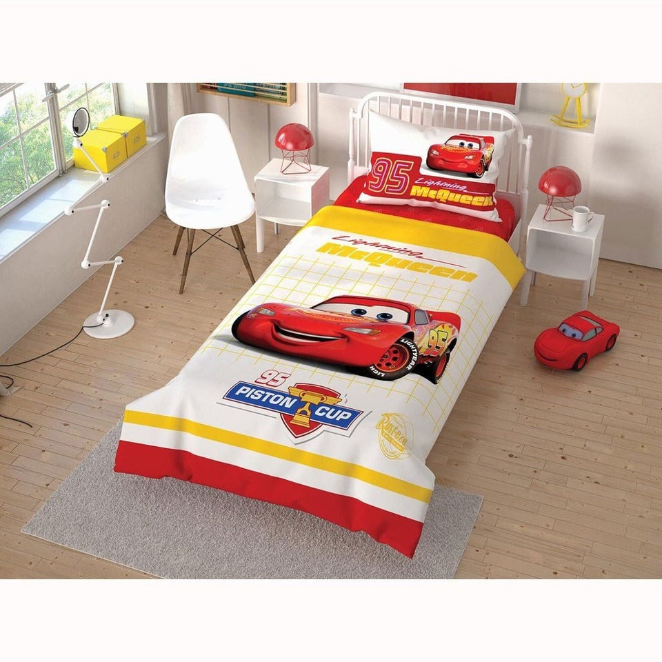 Taç Lisanslı Disney Cars Çek Canlandır Tek Kişilik Nevresim Takımı