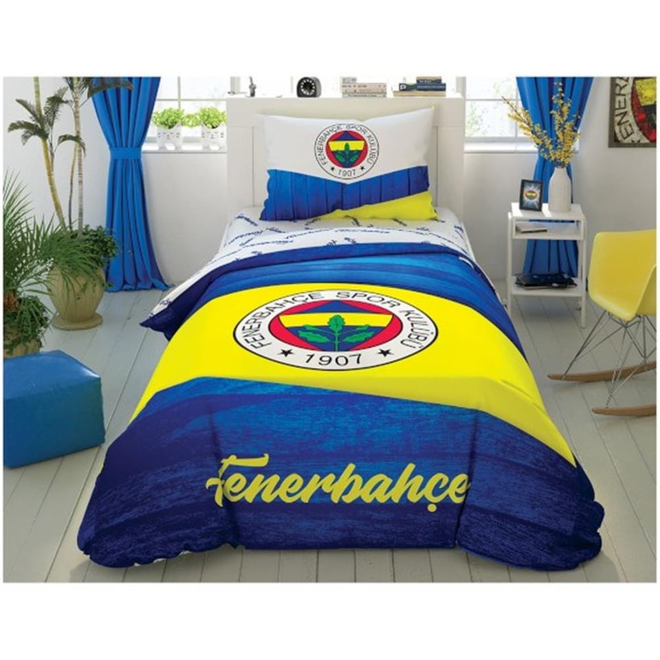 Taç Lisanslı Taç Fenerbahce Wooden Logo Pamuk Tek Kişilik Nevresim Takımı
