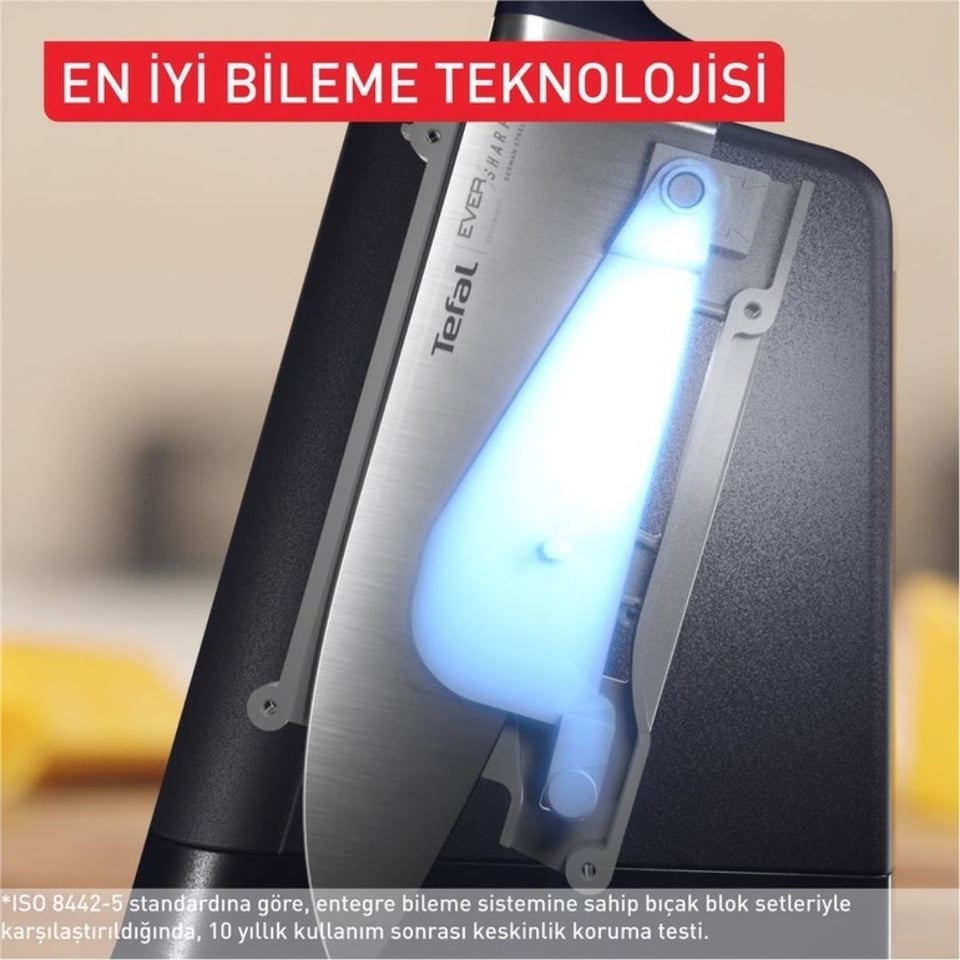 Bekleyen Urun Katalogu Tefal Tefal EverSharp 5'li Entegre Bileyicili Standlı Bıçak Seti - (2100139800)