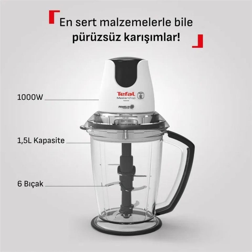 Bekleyen Urun Katalogu Tefal Tefal Masterchop Extra 6 Bıçaklı Rondo ve Doğrayıcı 1,5L 1000 W (9100060007)