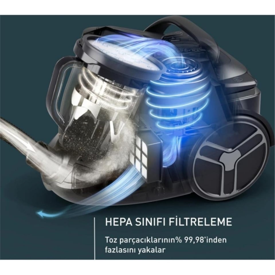 Bekleyen Urun Katalogu Tefal @Tefal TW7976EA Silence Force Cyclonic Effitech Animal Siyah&Gri Toz Torbasız Süpürge (2211401460)