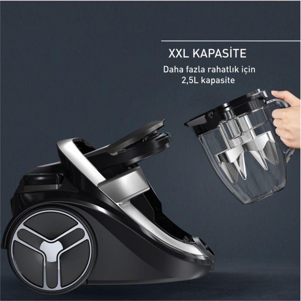 Bekleyen Urun Katalogu Tefal @Tefal TW7976EA Silence Force Cyclonic Effitech Animal Siyah&Gri Toz Torbasız Süpürge (2211401460)