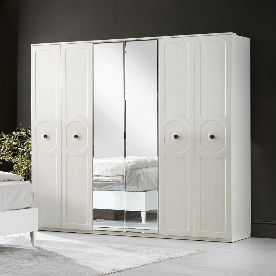 Gardıroplar Vize Mobilya Yaprak 6 Kapaklı Geniş Hacimli Gardırop