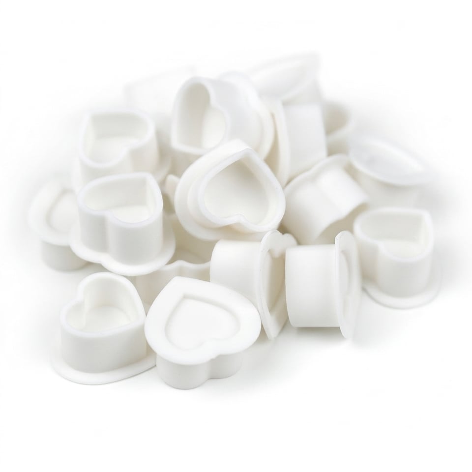 Silikon Kalp Boya Potası - Beyaz - 25*25 mm 100 Adet
