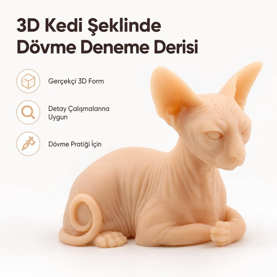 3D Kedi Şeklinde Dövme Deneme Derisi