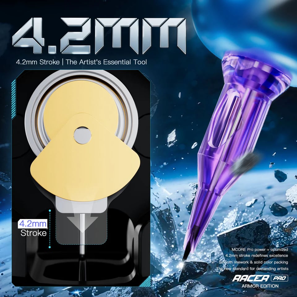 Mast Racer Pro Armor Edition Purple 4.2mm Stroke Kablosuz Dövme Makinesi - Mor