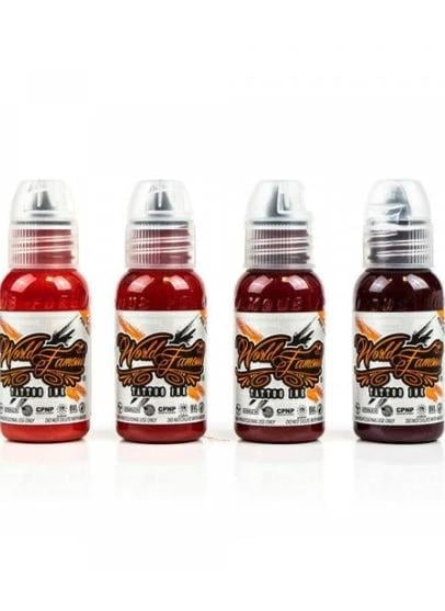 Dima NBK Fire Red 4'lü Set - World Famous Ink Dövme Boyası - 1oz/30ml