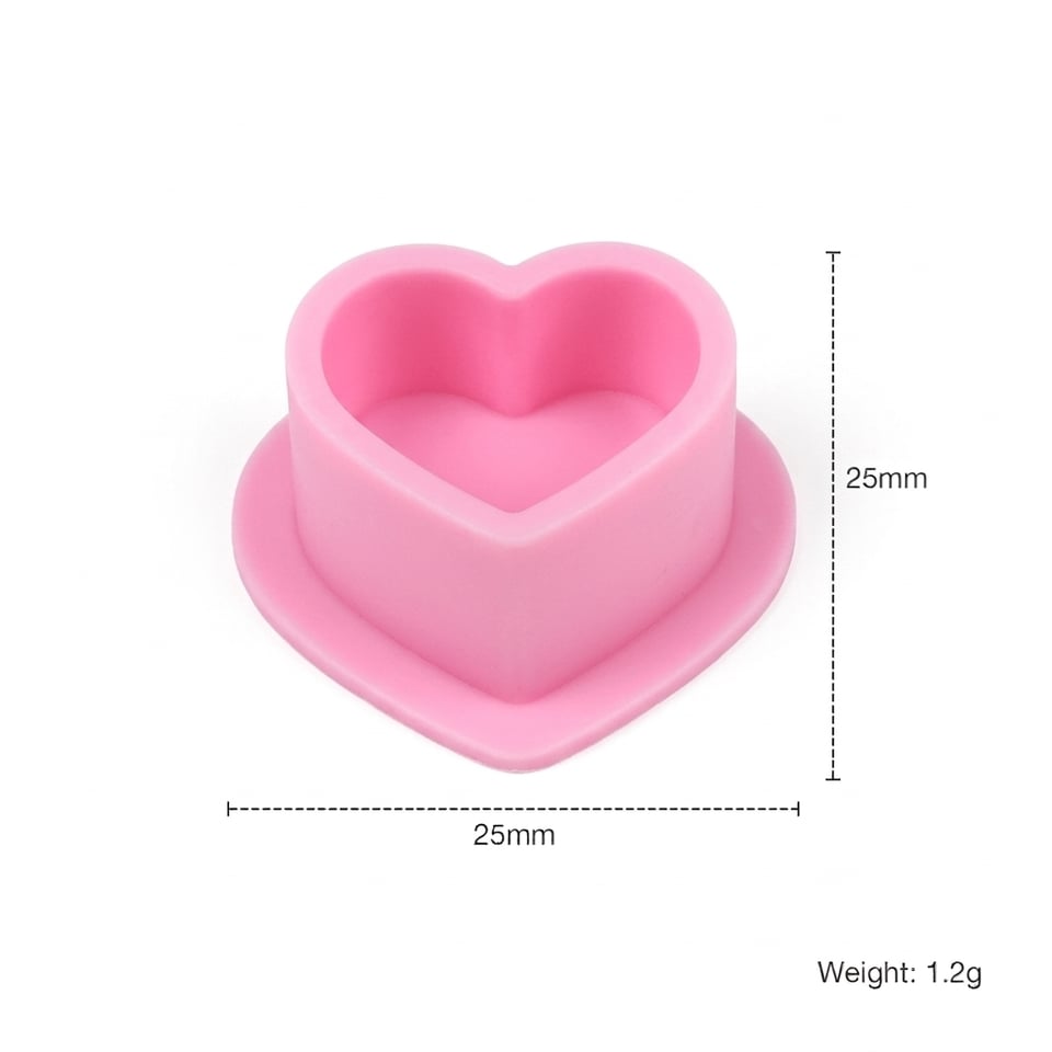 Silikon Kalp Boya Potası - Pembe - 25*25 mm 100 Adet