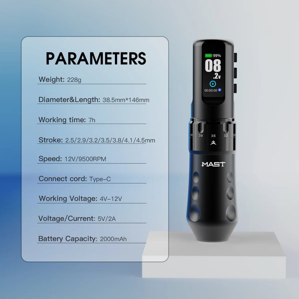 Mast Flip 4 Pro Kablosuz Dövme Makinesi Çift Batarya