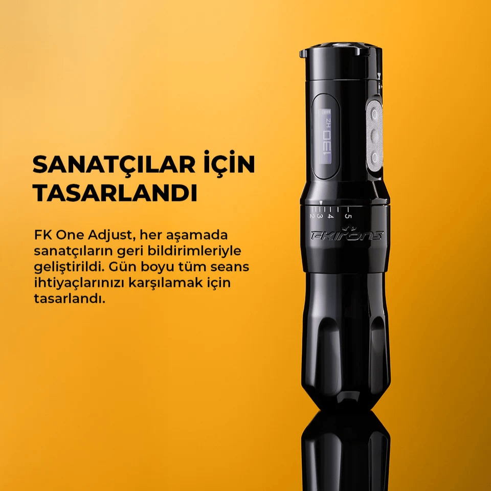 FK Irons One Adjust Gun Metal Ayarlanabilir Stroke 2.0-5.0mm Kablosuz Dövme Makinesi - Gümüş