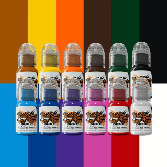 Must Haves 12 Bottle Ink Set - World Famous Ink Dövme Boyası - 1/2oz (12 color )