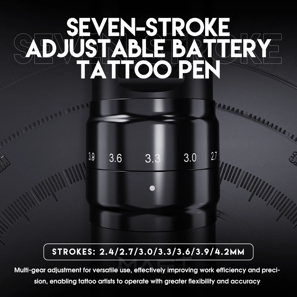 Mast Fold 2 Pro Ayarlanabilir Stroke 2.4-4.2mm Çift Bataryalı Kablosuz Dövme Makinesi - Siyah