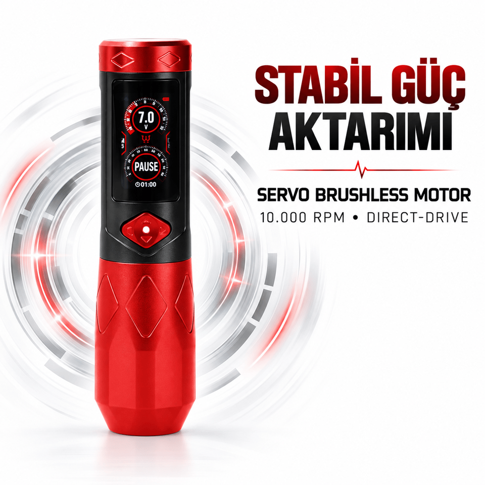 Ava GTR Adjustable Stroke Kablosuz Dövme Makinesi Red