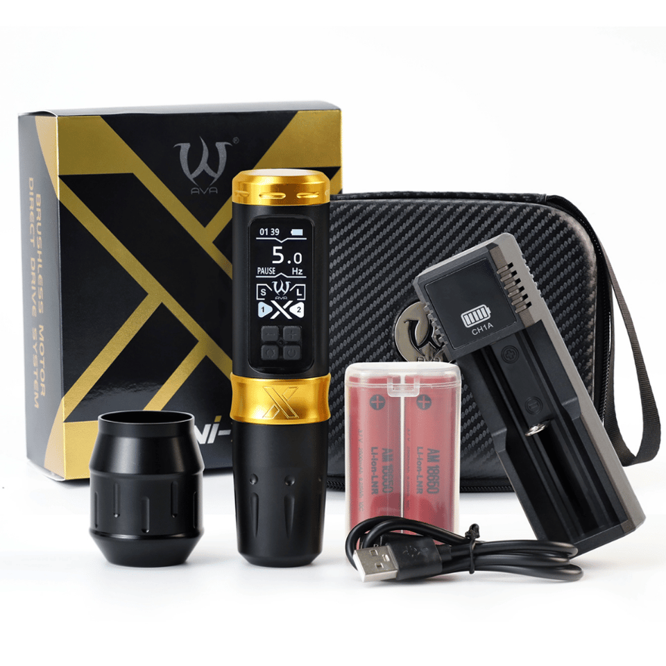 Ava UNI-X Wireless Pen 4.0mm Stroke Gold Kablosuz Dövme Makinesi
