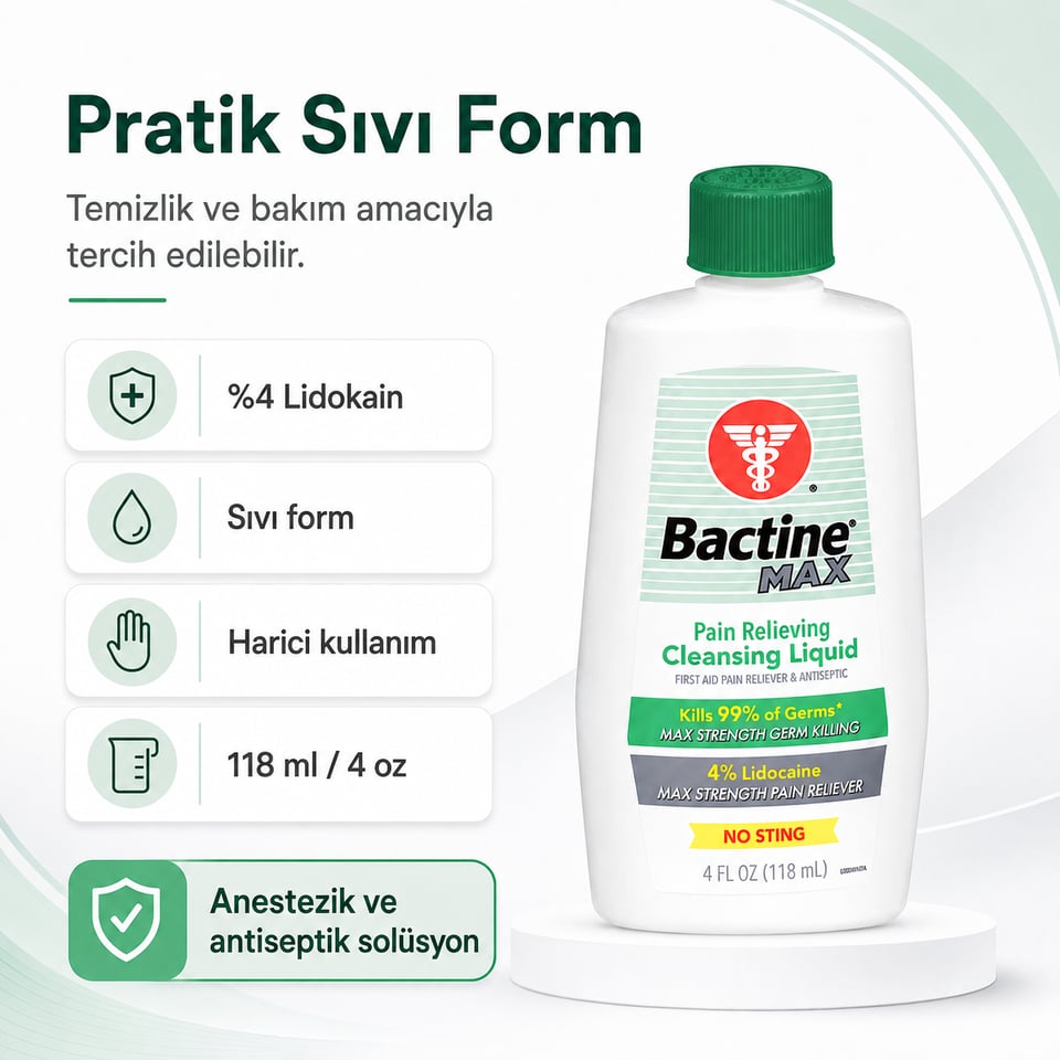 Bactine Max - Anestezik ve Antiseptik Solüsyon - 4 oz Şişe