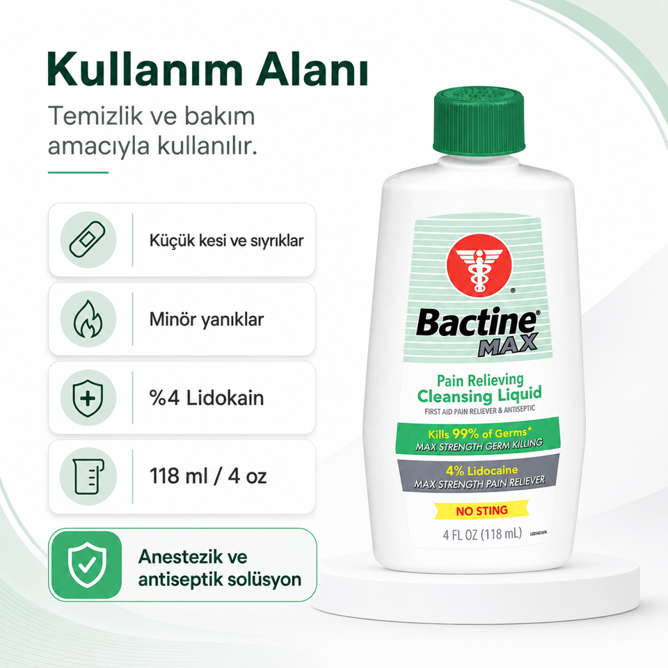 Bactine Max - Anestezik ve Antiseptik Solüsyon - 4 oz Şişe