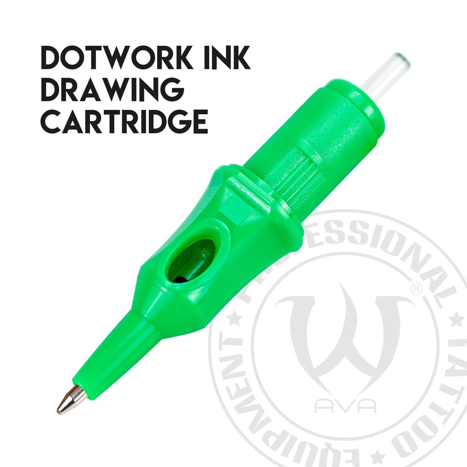 Ball Pen Cartridge Green - Dotwork Ink Drawing 20 Adet