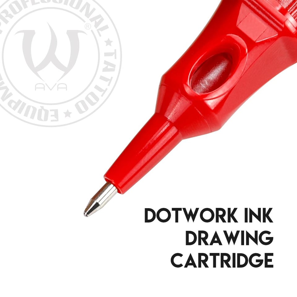 Ball Pen Cartridge Red - Dotwork Ink Drawing 20 Adet