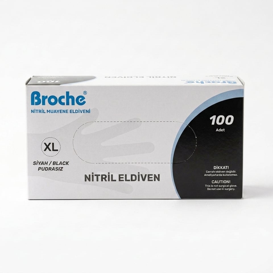 Broche Siyah X-Large Dövme Eldiveni 100 Adet