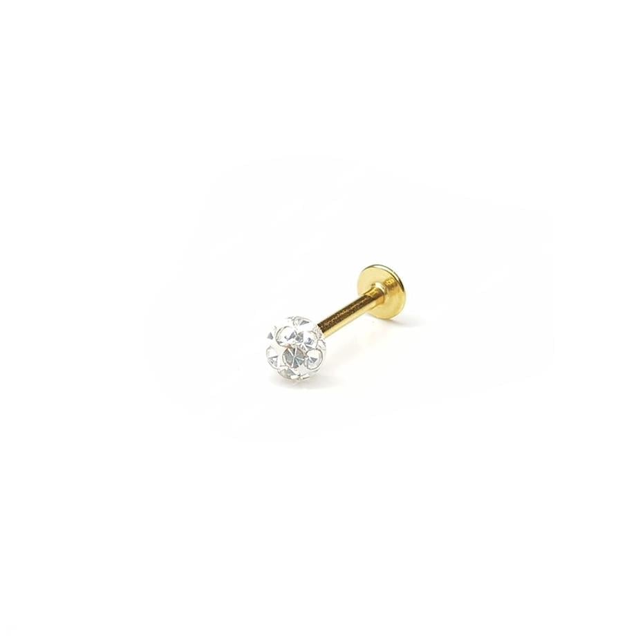 Cerrahi Çelik Dudak-Tragus Piercing Taşlı Gold (8 mm)