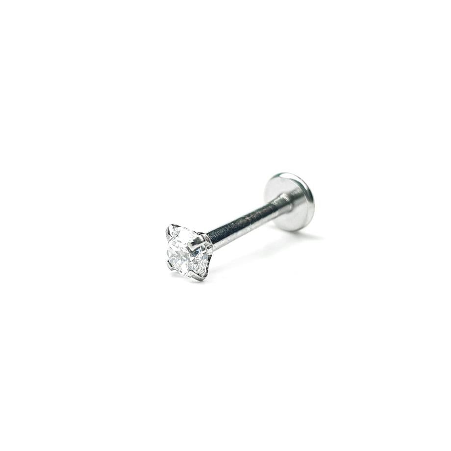 Cerrahi Çelik Silver Bar Taşlı Tragus Piercing (8mm)