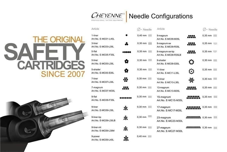 Cheyenne Hawk Safety 0805 Liner - Kartuş Dövme İğnesi (20 Adet)