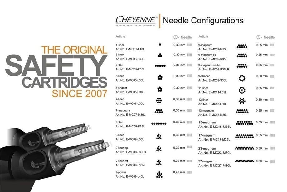 Cheyenne Hawk Safety 1205 Liner - Kartuş Dövme İğnesi (20 Adet)
