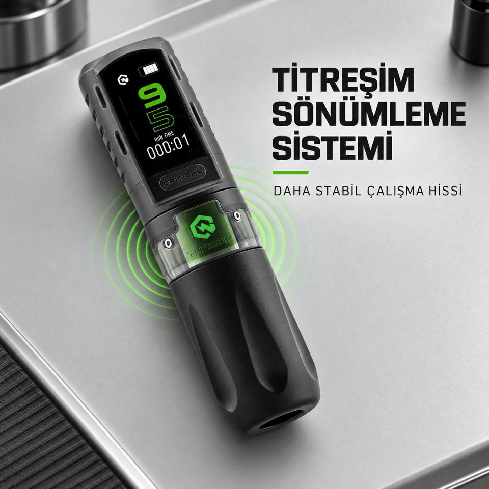 Critical Torque 3.5mm Stroke Tek Bataryalı Kablosuz Dövme Makinesi - Siyah