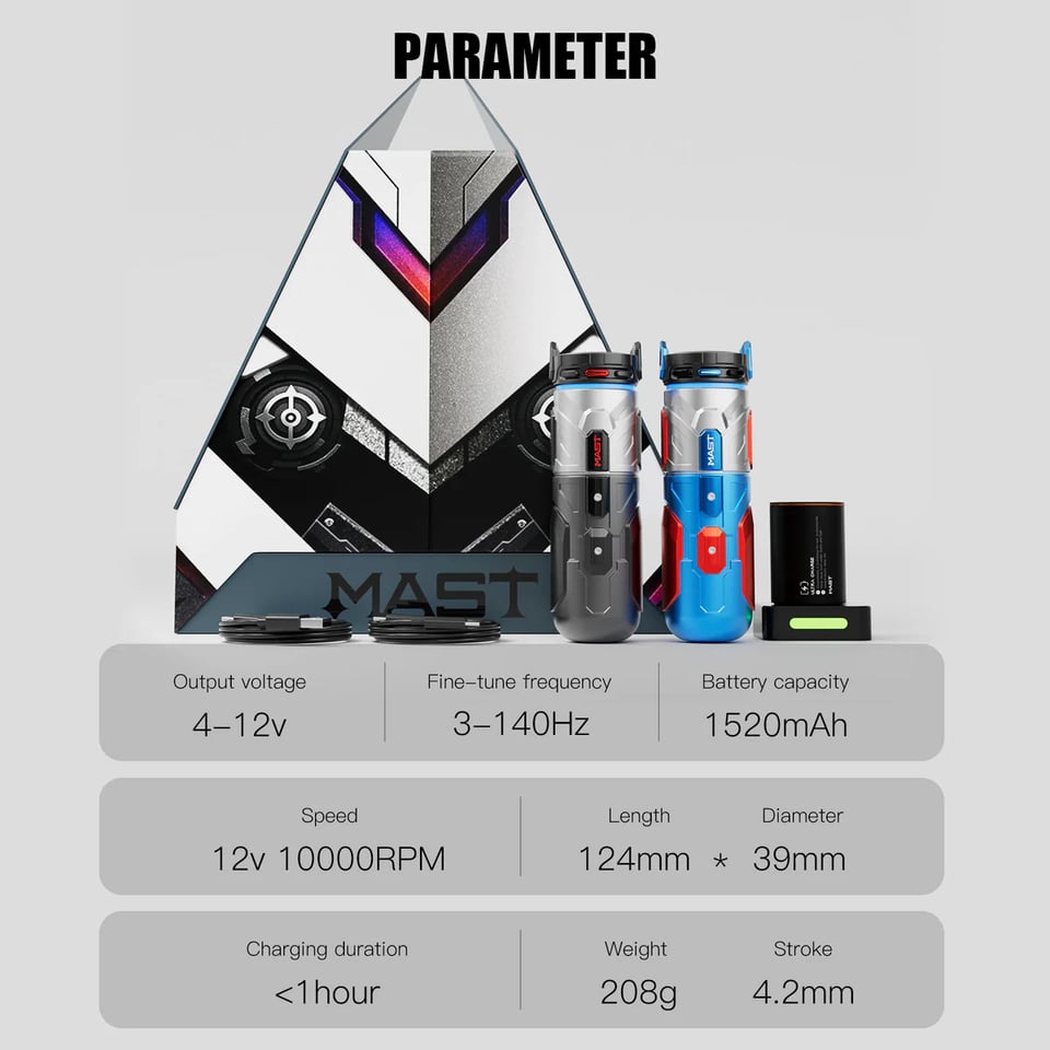 Mast Racer Pro Armor Edition Purple 4.2mm Stroke Kablosuz Dövme Makinesi - Mor