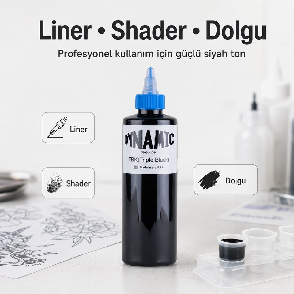 Dynamic Triple Black Siyah Dövme Boyası 8oz - 240ml