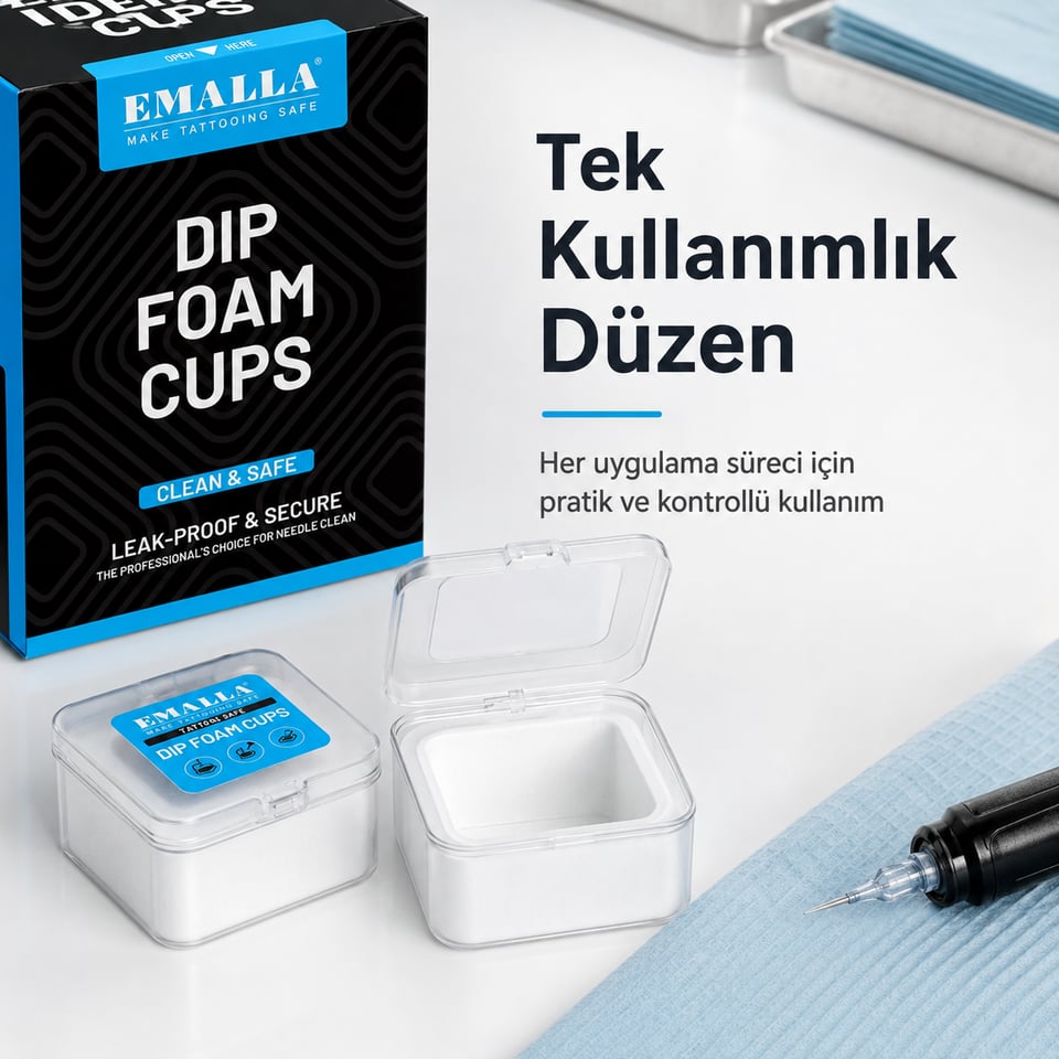Emalla Dip Foam Cup - İğne Temizleme Kabı - 20'li/Kutu
