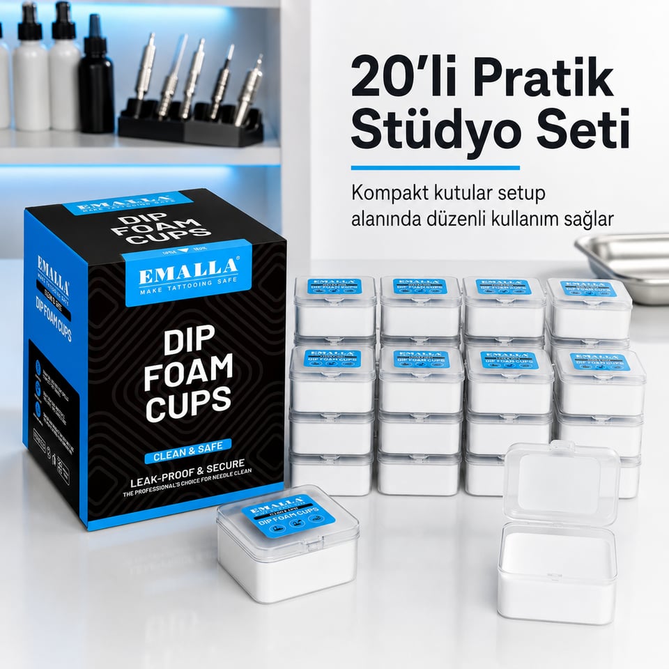 Emalla Dip Foam Cup - İğne Temizleme Kabı - 20'li/Kutu