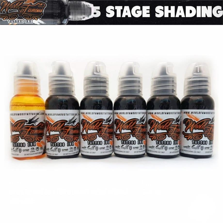 Five Stage Shading 5'li Gölge Boyası Seti - World Famous Ink Dövme Boyası - 1oz/30ml (+Solüsyon)