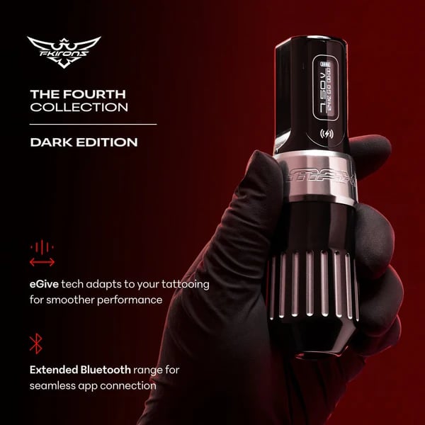 FK Irons Flux Max The Fourth Collection Dark Edition 4.0mm Çift Bataryalı Kablosuz Dövme Makinesi - Siyah
