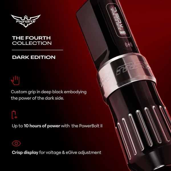 FK Irons Flux Max The Fourth Collection Dark Edition 4.0mm Çift Bataryalı Kablosuz Dövme Makinesi - Siyah